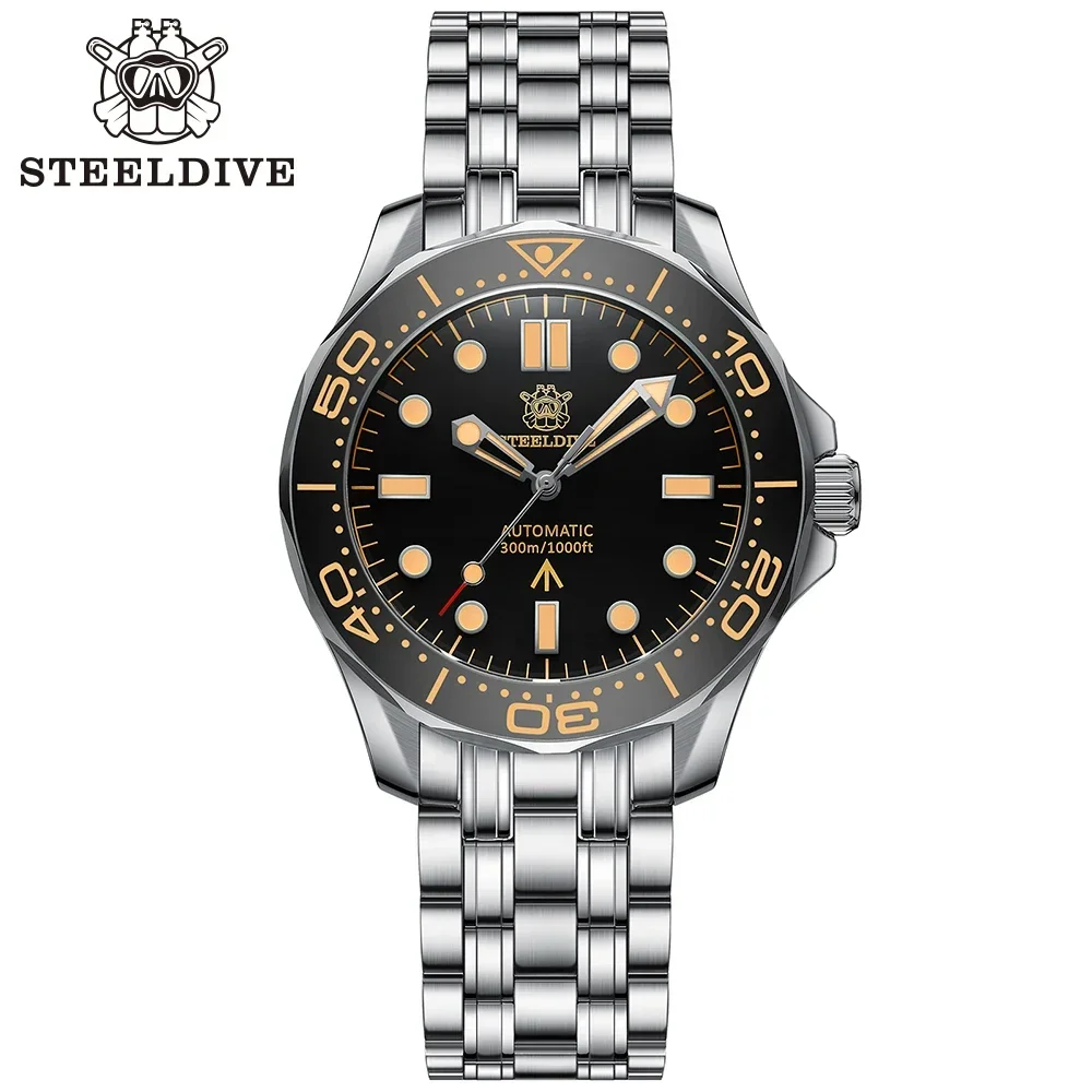 

STEELDIVE SD1957 Men's Watch New Strap 42MM Vintage Bezel 200M Waterproof NH35 Green Luminou Sapphire Glass Automatic Dive Watch