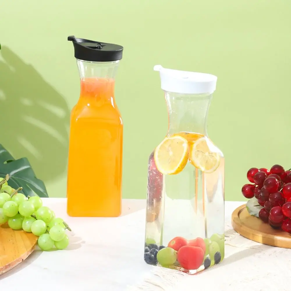 New 32OZ 1000ML Juice Carafe Plastic Large Fridge Beverage Containers with Lid Square Juice Container Pantry Storage