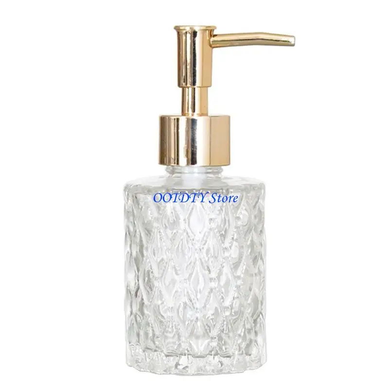 367A 160ml Glass Hand Soap Dispenser Clear Diamond Design Refillable Lotion Bottle