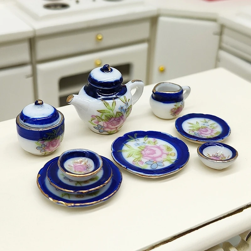 1:12 Dollhouse Miniature Ceramics Tea Cup Set Tableware Tea Set Dolls House Coffee Cup Kitchen Decor Toy Doll Micro Scene Decor