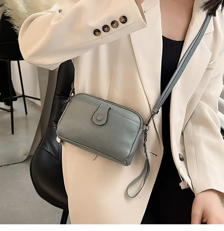 Frauen Aus Echtem Leder Schulter Tasche Neue Casual Weibliche Kleine Umhängetaschen Für Frauen Tasche Handy Tasche Tag Kupplungen – Detail 9