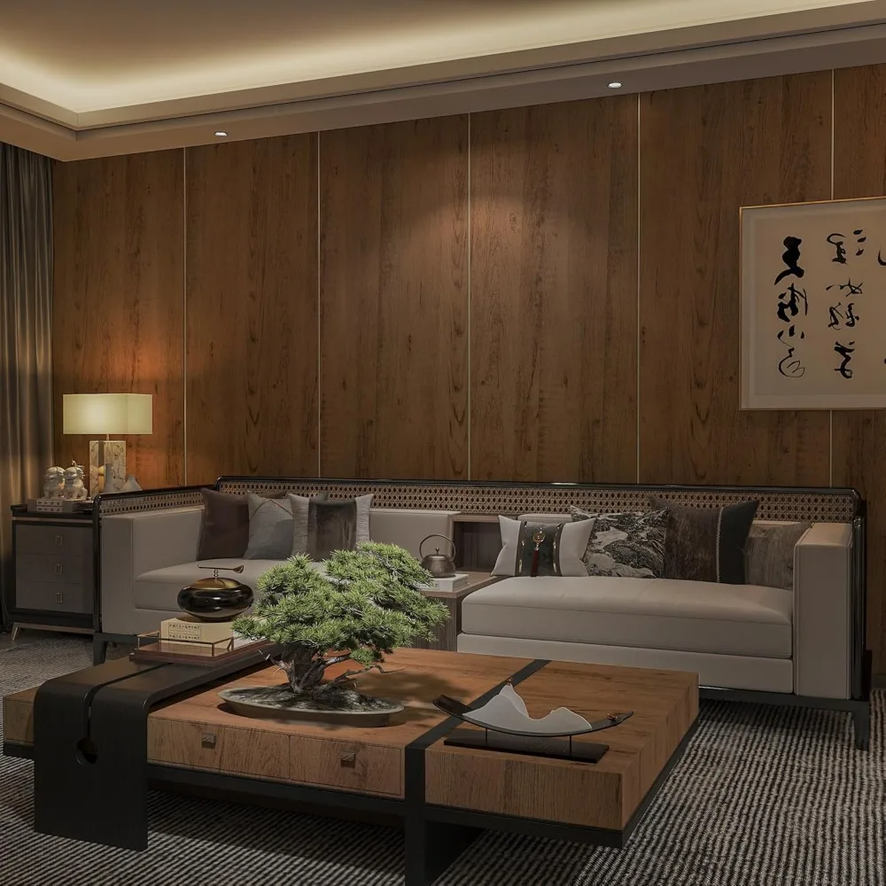 كبير بني داكن الخشب الحبوب قشر وعصا خلفية مقاوم للماء للإزالة ذاتية اللصق 48x196 بوصة ورق اتصال الخشب الصناعي fo