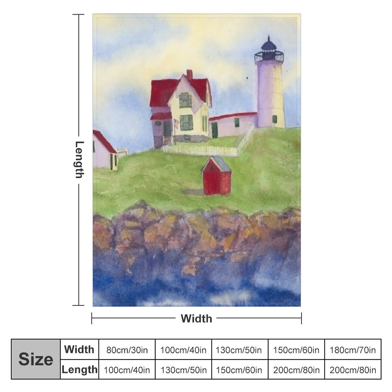 Nubble Lighthouse Cape Neddick York Maine Throw Blanket Hairy halloween manga Blankets