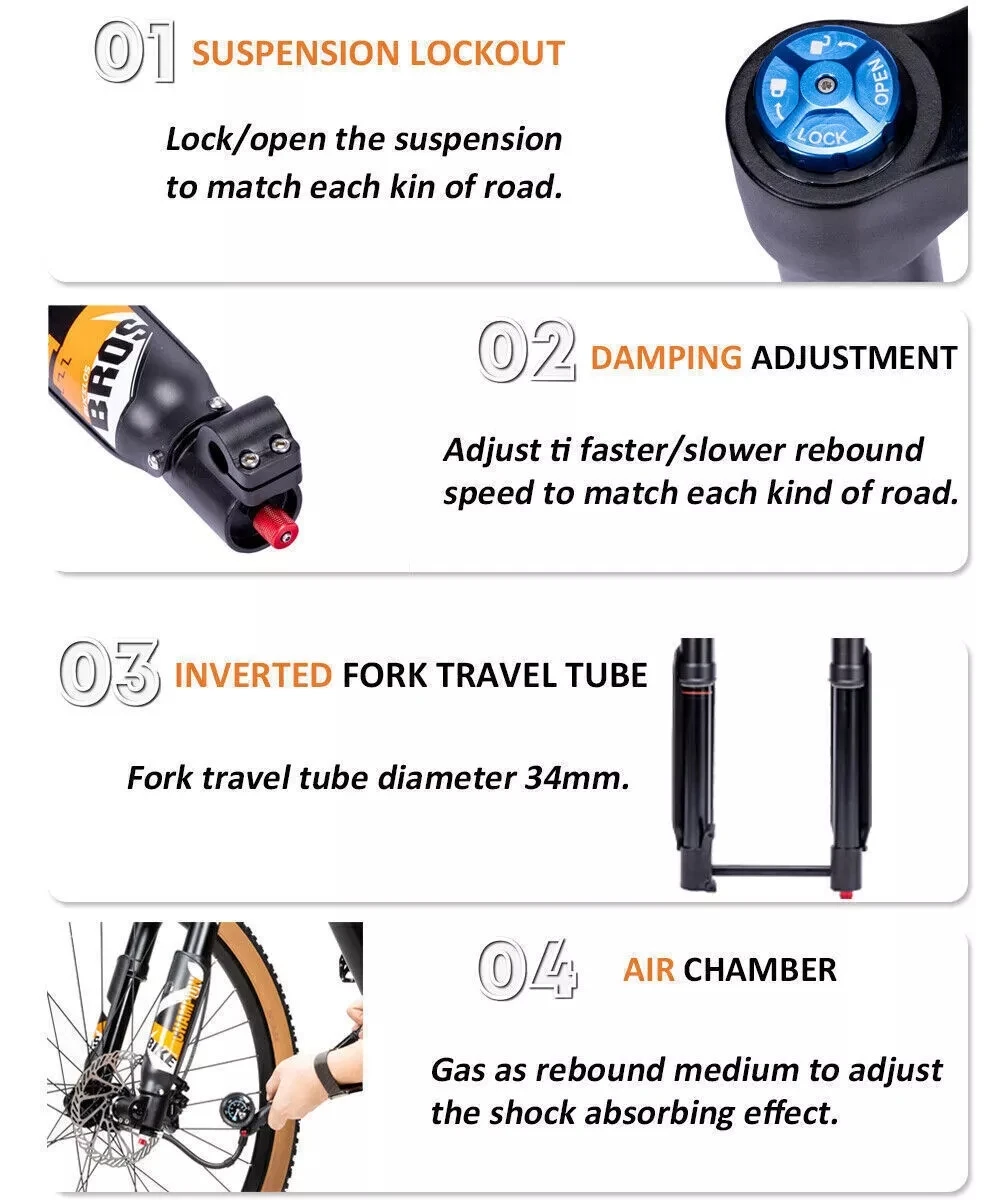 BUCKLOS 20 Zoll Fahrradgabel Federung Faltradgabel für 2,5/3,0/4,0/5,0 Reifen 9*135mm E-Bike Gabeln Schnee- und Strandfahrradgabeln – Detail 18
