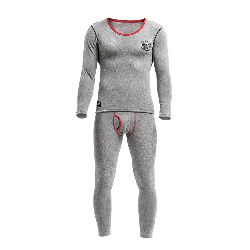 Men's fleece, thickened, large V-neck, cold-proof, low-neck, tight cotton sweater set, youth long Johns, thermal
