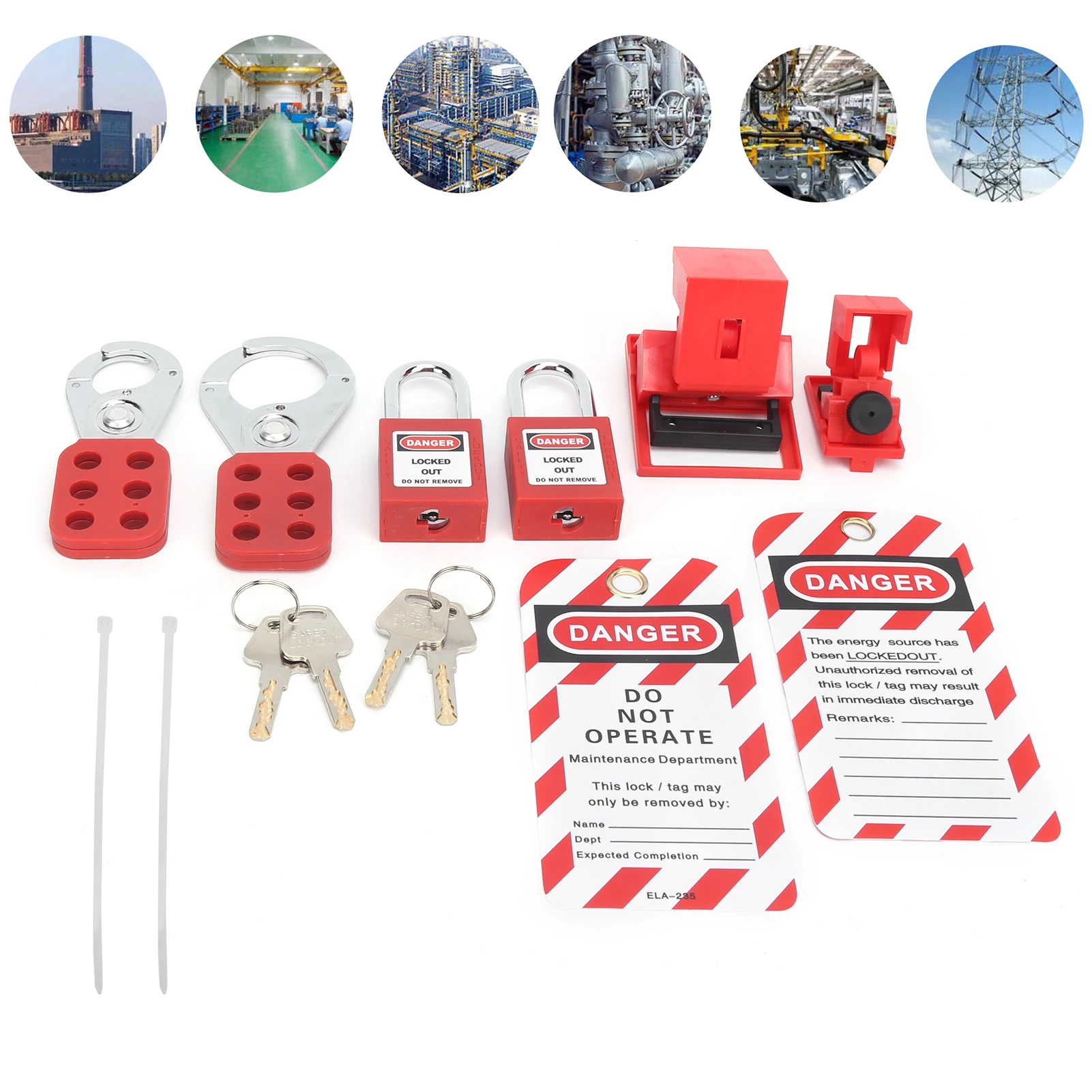 

Многофункциональный комплект Lockout Tagout с застежкой Предупреждающий безопасный красный замок Портативный комплект Lockout Tagout Безопасный замок