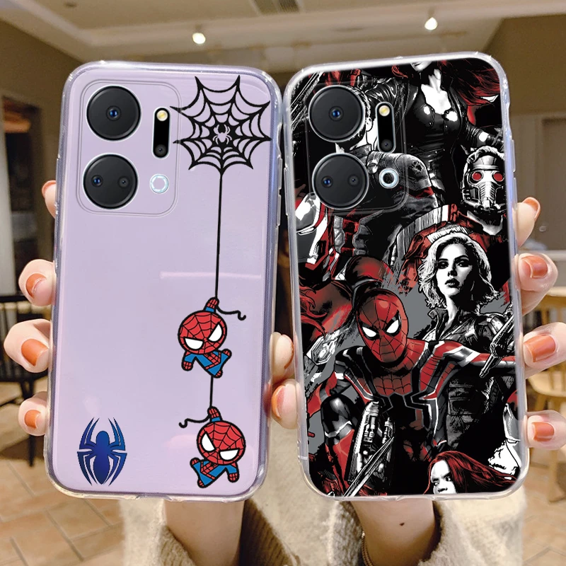 For Honor X7a Phone Cover Marvel Cartoon Spiderman Case Silicone Soft Transparent Bumper For Honor X7 a HonorX7a Fundas Coque