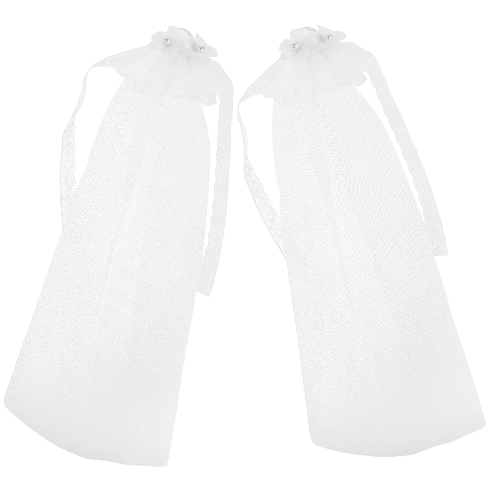 2Pcs Miniature Bridal Veil Set Gentle Tulle Material Universal Fit for Fashion Figures Wedding Photo Styling Creative Roleplay