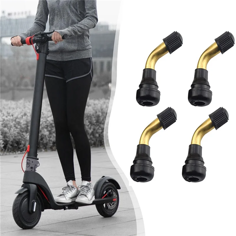 HOES-40Pcs Tyre Valves Stem Right Angle Snap-In Rubber 90 Degree Brass For Electric Scooter And M365 Electric Scooter