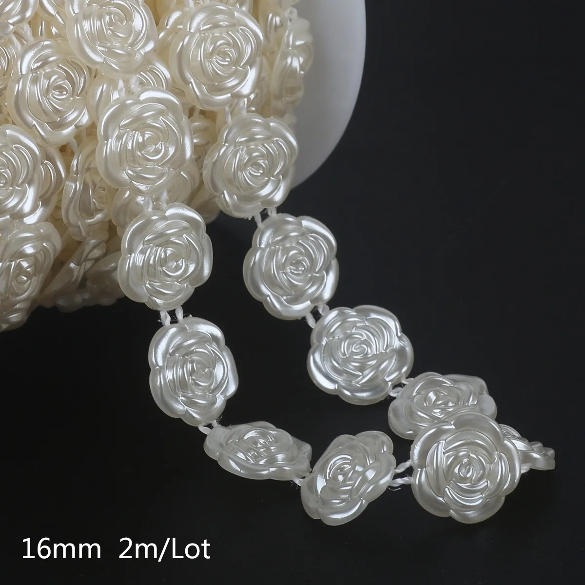 2M 5M 10M Imitation Pearl Bead Lace Flower Tape Ribbon DIY Apparel Accessories Handmade Wedding Party Bridal Crafts Ornaments