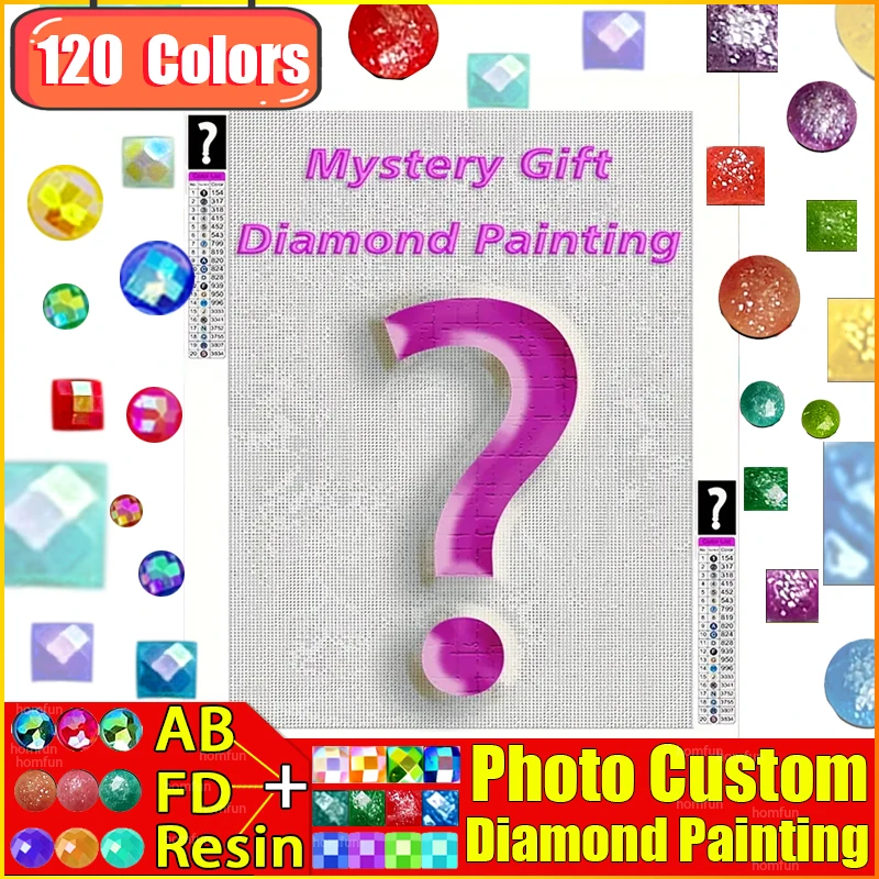 HOMFUN 120 Colors Mystery Gifts Diamond Painting Resin+Fairy Dust+AB Photo Custom 5D Cross Stitch DIY Embroidery Mosaic Decor