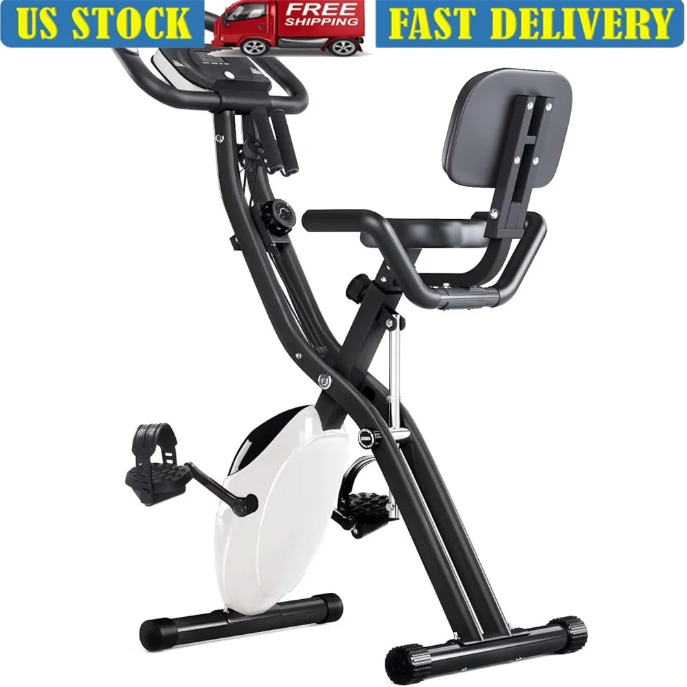

Foldable 3 in 1 Magnetic Stationary Exercise Bike with 16 Level Resistance LCD Monitor Arm Resistance Bands Compact Indoor