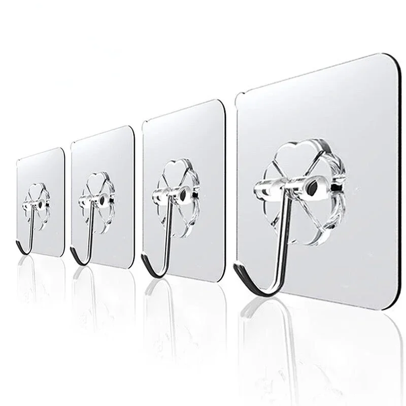 20Pcs 6x6cm Transparent Strong Self Adhesive Door Wall Hangers Hooks Suction Heavy Load Rack Cup Sucker for Kitchen Bathroom