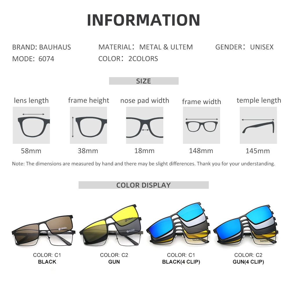 Polarized Magnetic Clip Optical Spectacle Frame Men Women Fashion Metal Glasses Frame Prescription Glasses