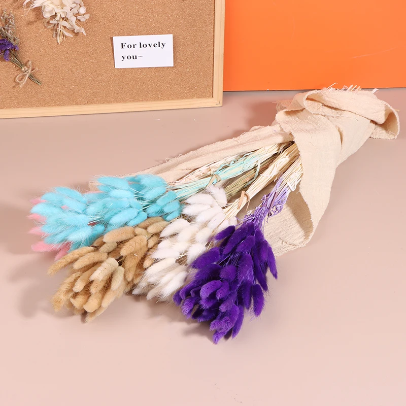 باقة زهور مجففة لترتيب الأزهار بنفسك ، السهوب المنفوشة ، عشب ذيل أرنب طبيعي ، حفل زفاف ، ديكور عيد الميلاد ، 50 * #2