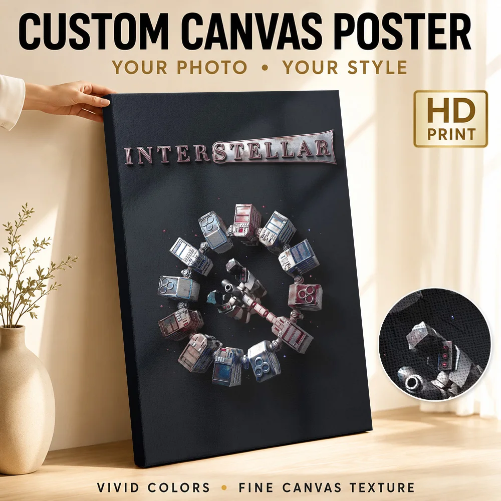 Interstellar Endurance Spacecraft Framed Canvas Poster Customized Vintage Movie Canvas Wall Art for Home Theater Bedroom Decor