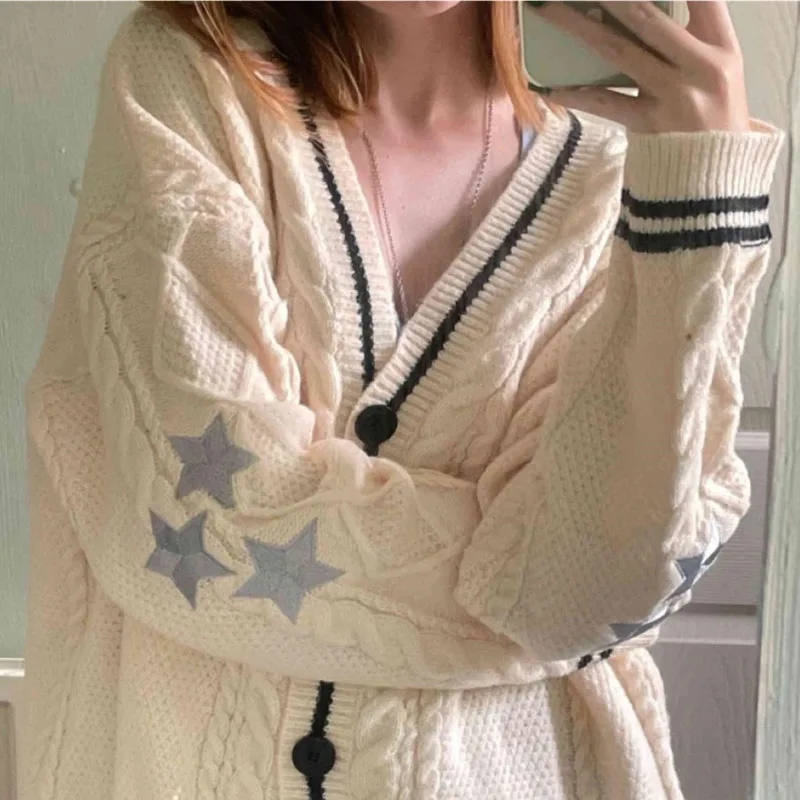 Fashion Star Knitted Sweater Single Breasted Sweater Women's Coat For Autumn Winter Commuting Solid Color Long Sleeved Cardigan