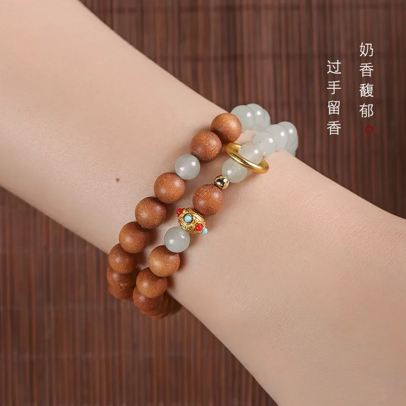 

Natural Sandalwood Crystal Twin Fresh Fairy Bracelet Bracelets for Men and Women/Couple