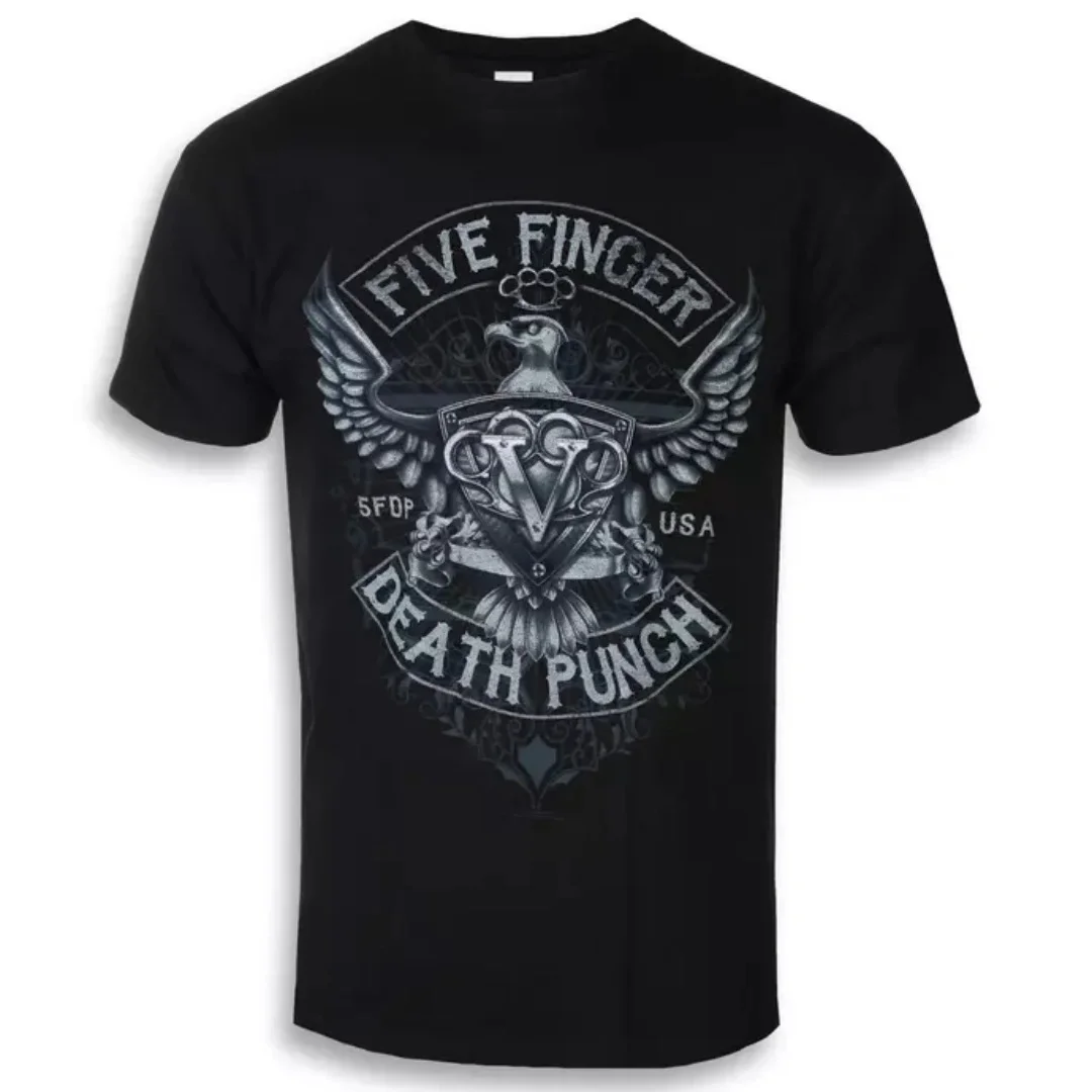 Five Finger Death Punch - Howe Eagle Art Pattern Nu Metal Band T-shirt Casual Street Style Cotton T-shirt for Men and Women