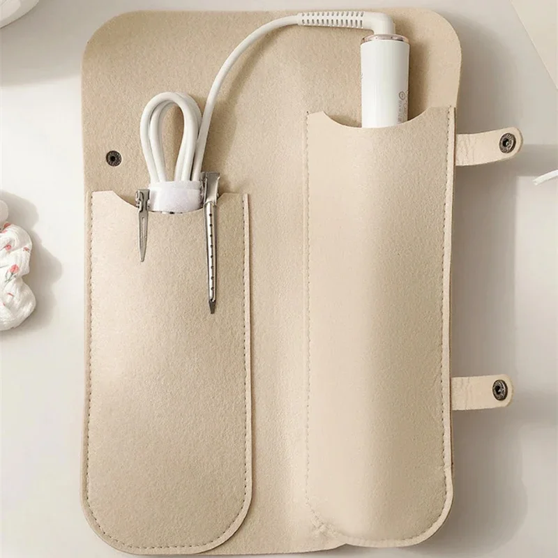 Travel Portable Curling Iron Storage Bag Felt Insulated Hair Straight Iron Organizer Bags Hair Perming Stick Protective Case