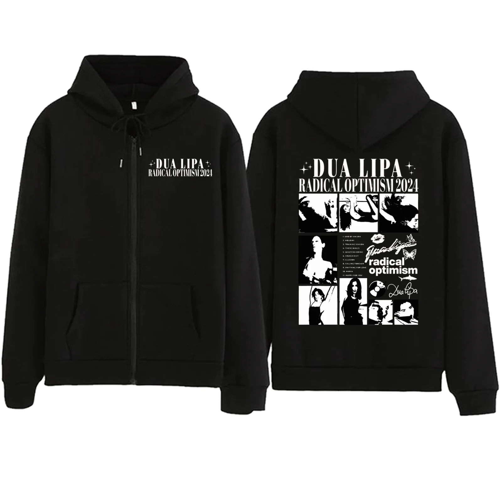 Dua Radical Optimism 2024 Zipper Lipa  Hoodie Harajuku Pullover Tops Popular Music Sweatshirt