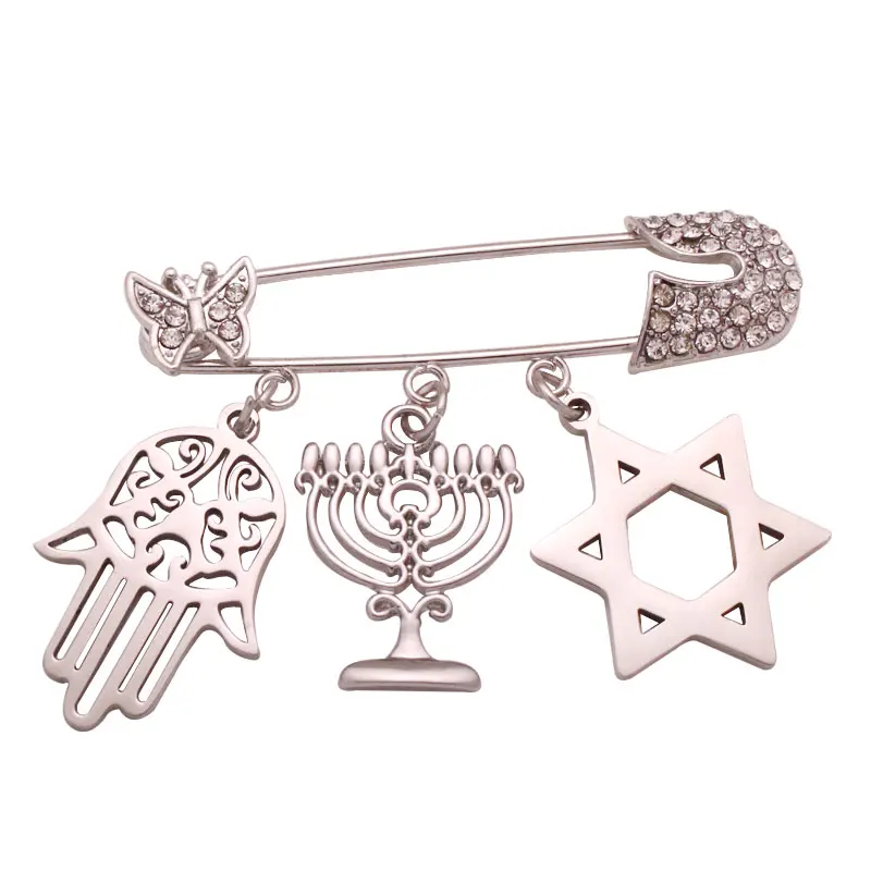 ZKD Jewish Menorah baby brooch hanukkah gifts for kids Hebrew Star of David baby pin