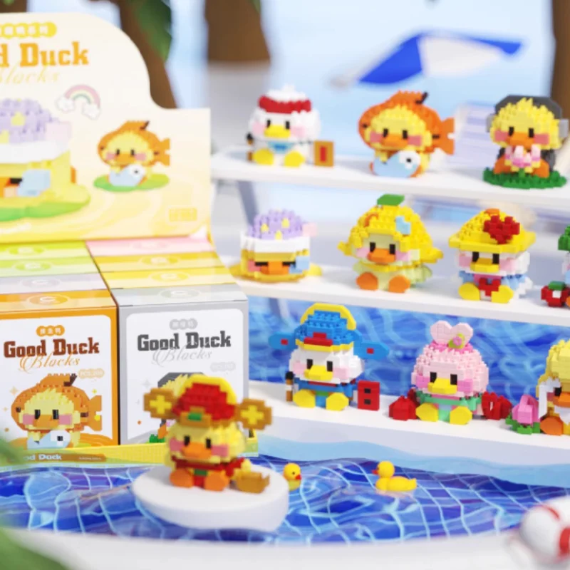 Cartoon Cute 3D Stereo Duck Series Handmade Building Blocks Originality DIY Candy Color Desktop Ornament Kids Christmas Gift