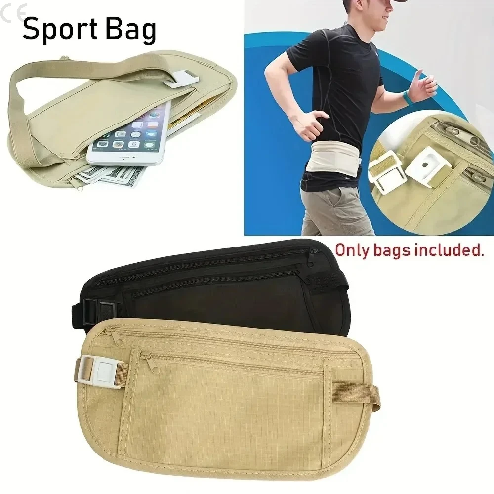 Sac de taille de Sport pour course à pied, sac de taille de voyage Invisible, pochette pour passeport, sac de ceinture d'argent, portefeuille de sécurité caché, paquet cadeau, sac d'argent