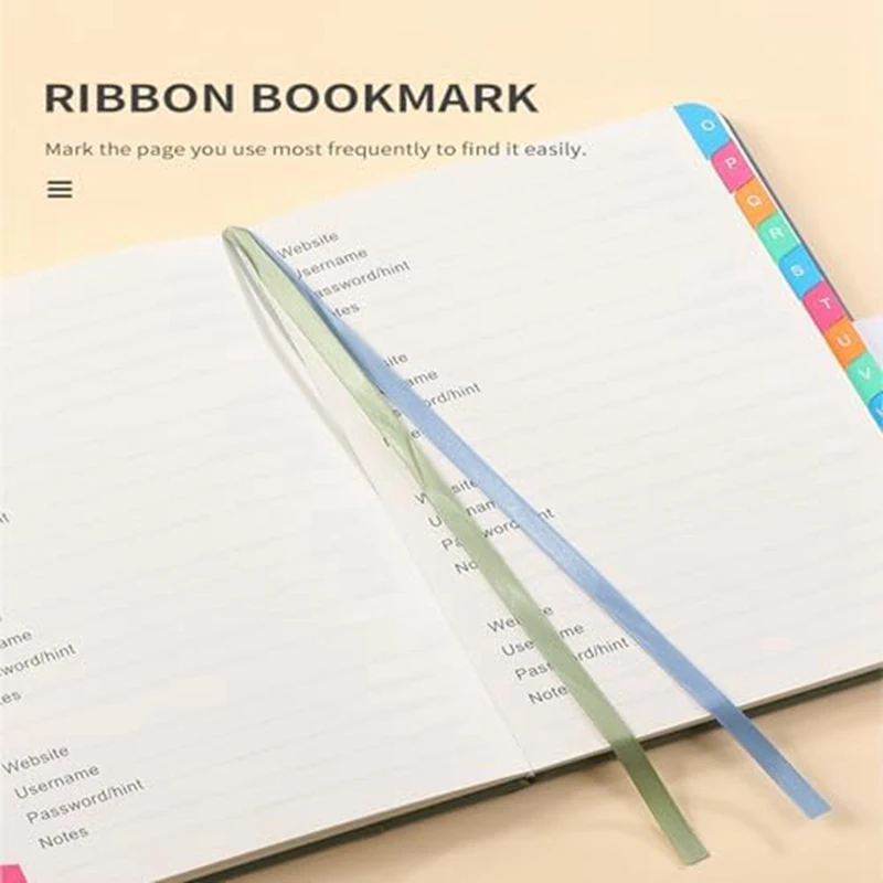 Password Keeper Book With Colorful Alphabetical Tabs And Two Bookmarks, For Seniors 8.4X5.9Inch, Internet Address