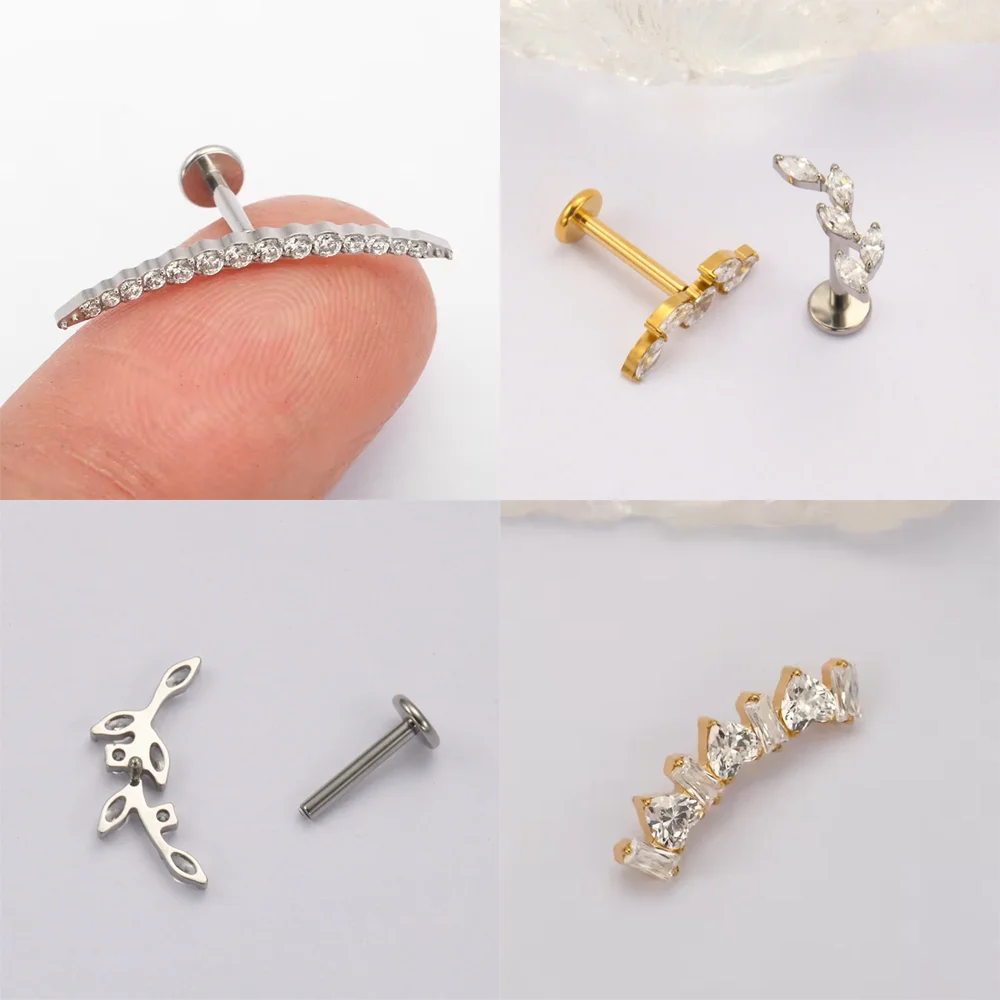 ASTM F136 Ohrknorpel-Ohrstecker aus Titanlegierung, Implantatqualität, Zirkonia, modischer und sexy Unisex-Lippen-Ohrstecker, Körperpiercing-Schmuck – Detail 7