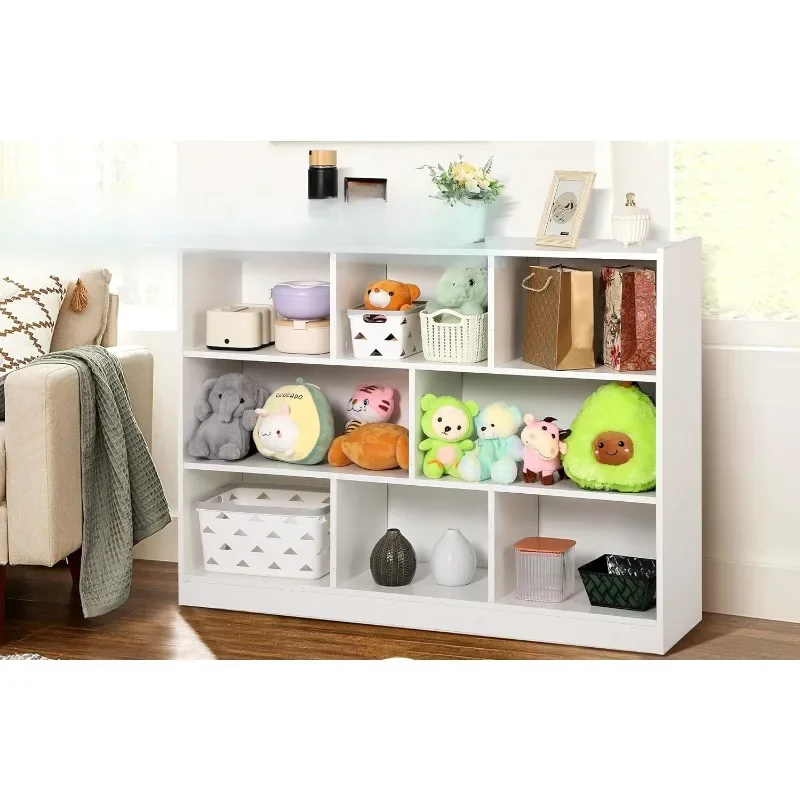 3 Tier 8 CubeToy Shelf Storage Organizer Bookcase with Open Shelf, Wood Cube Shelves for Kids Toy, Book, Bedroom, Living Room