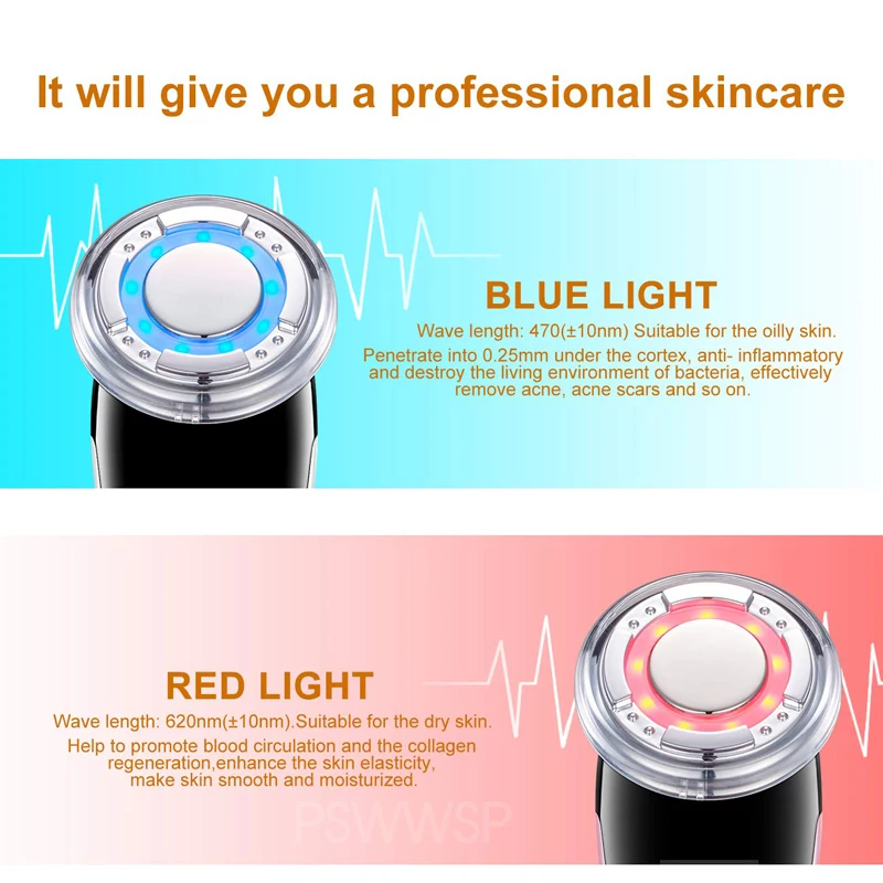 Ems Microcurrent Facial Massager Face Lifter Skin Tightener & Wrinkle Reducer Hot & Cold Facial Skin Care Beauty Device