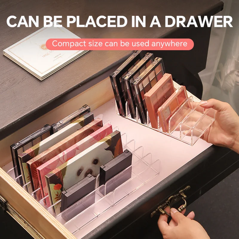 7 ช่องแต่งหน้า Desktop Eye Shadow Palette กล่องแต่งหน้า Blush ชั้นวางเครื่องสําอาง Make up Tools ผู้ถือ