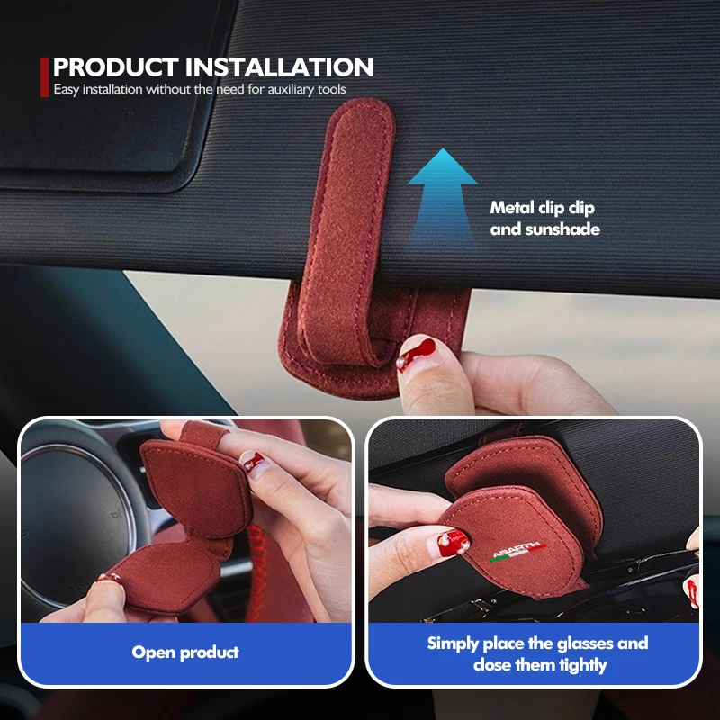 For Abarth Sun Visor Glasses Clips Interior Eyeglasses Storage Holder 500 595 695 Punto 124 Spider Panda - view 5