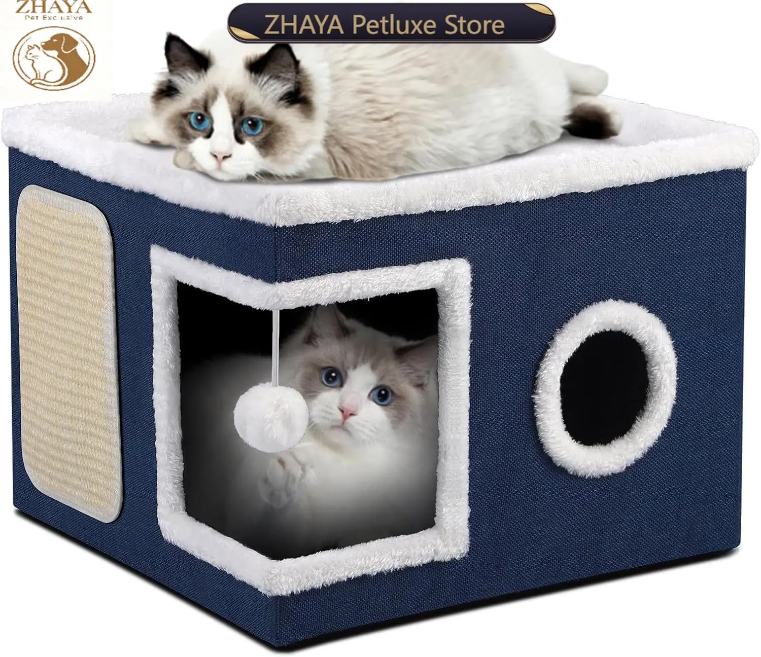 ZHAYA Foldable Pet Bed Storage Bench Indoor Cat Dog Crate Sofa Modern Furniture with Removable Cushion for Home