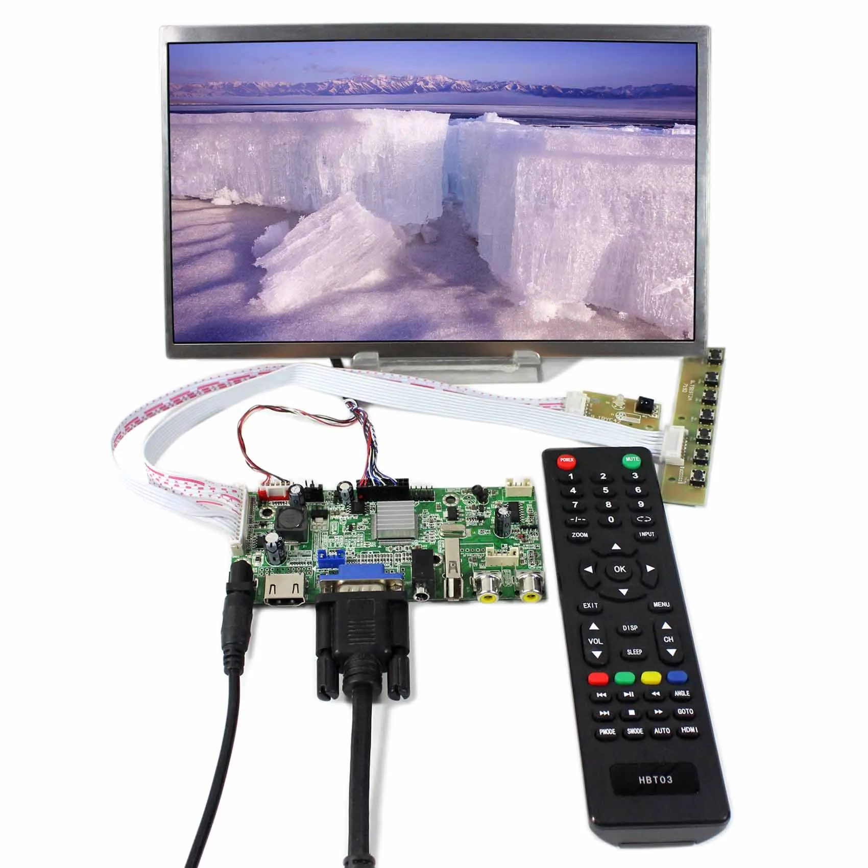 

H DMI+VGA+AV+Audio+USB LCD Control Board With 10.1inch 1024x600 B101AW03 LCD Screen