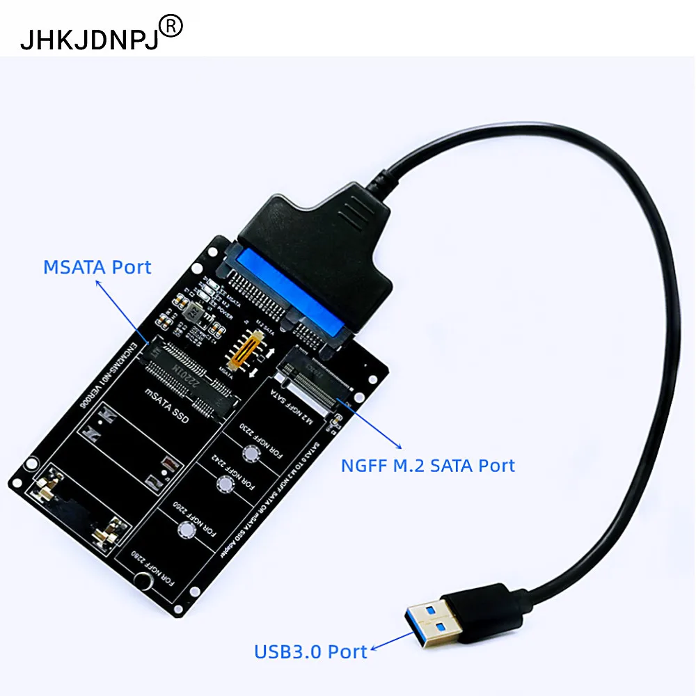 

SATA3.0 to mSATA + M.2 KEY B-M SSD Adapter Expansion Card 6Gbps with usb to sata cable