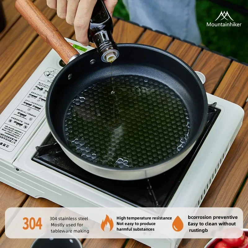 Mounthiker Outdoor Camping Non-stick Frying Pan Breakfast Egg Pancake Pot  Stainless Steel Cooking Food Induction Cooker Fry Pan