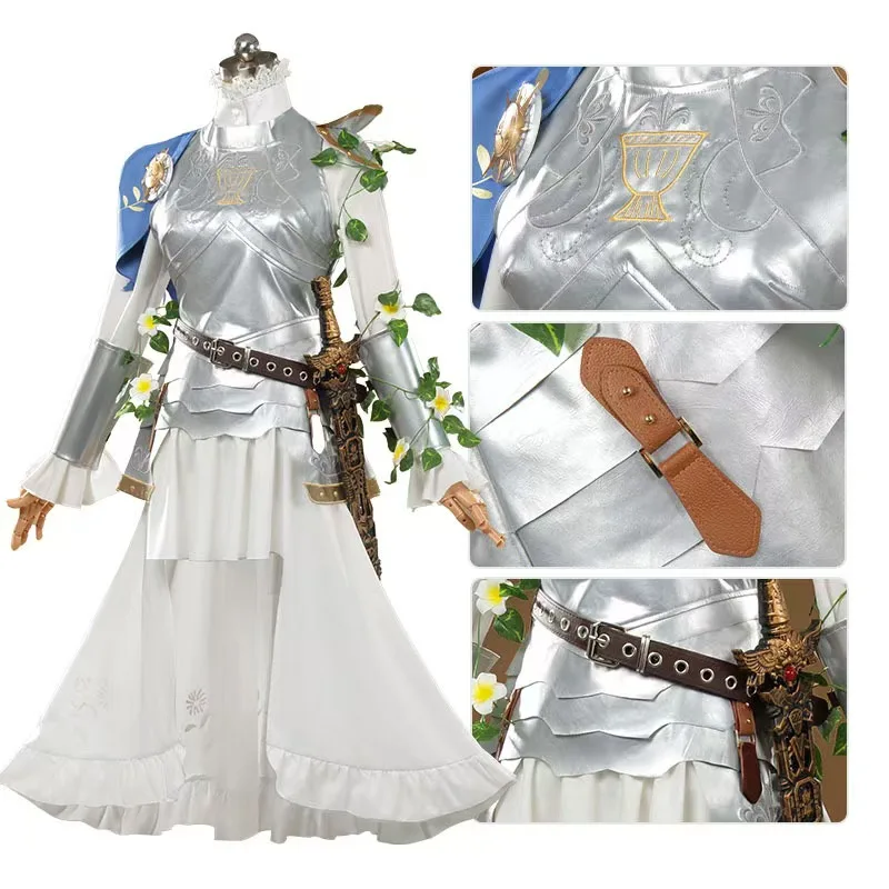Costume de cosplay Silver Knight pour femme, avec robe et perruque, pour Halloween, jeux de rôle et Identity V Psychologue/Ada Mesmer