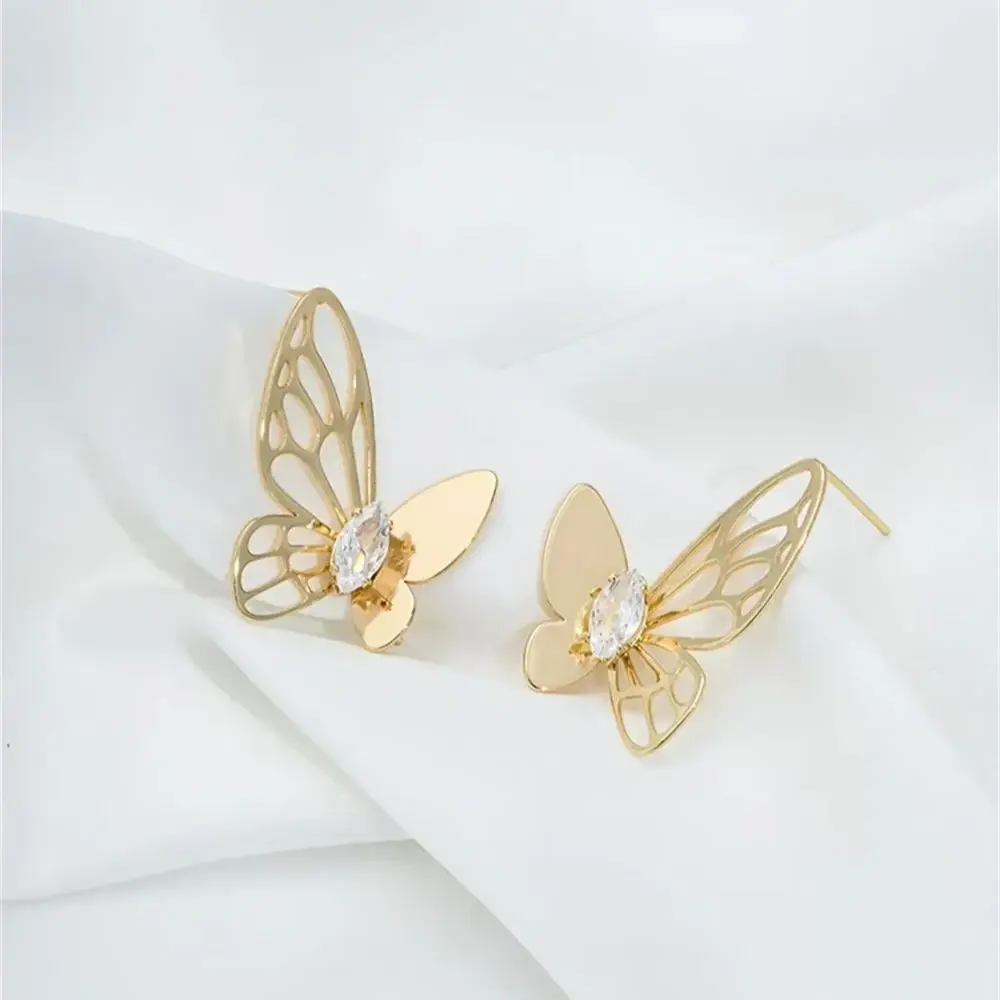 

14K Bag Gold Zircon Super Fairy Butterfly with Hanging Ring Earrings DIY Handmade Hanging Pearl Earrings Ear Jewelry Accessories