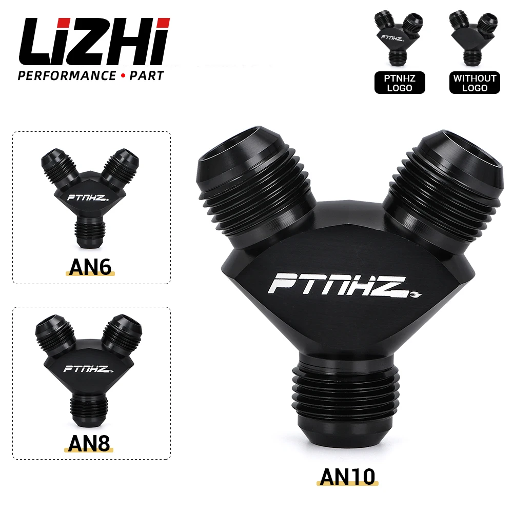 AN6 AN8 AN10 AN6 to AN8 AN8 to AN10 Aluminum Y Block Adapter Fittings Adaptor Black Y Type Oil Pipe Joint LZ-SLY0606/0808/1010