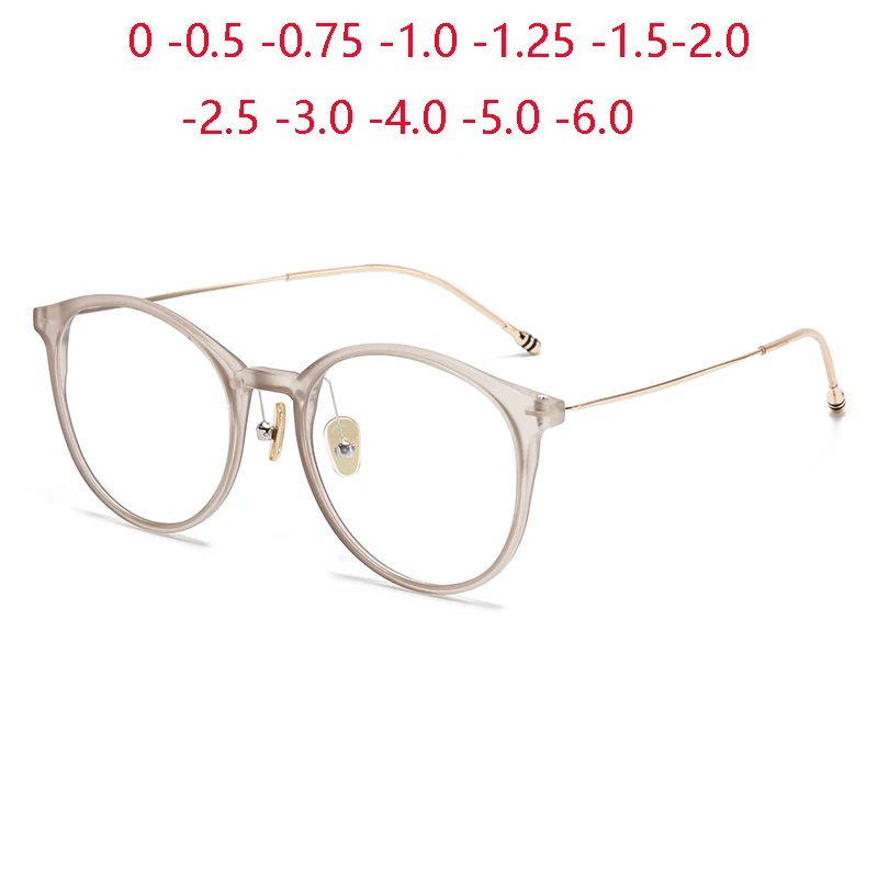 

Matte Tea Frame Blue Light Blocking Round Myopia Spectacles With Prescription Eyewear TR90 Diopter Glasses 0 -0.5 -0.75 To -6.0