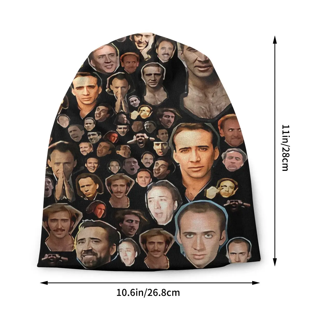 Faces Pattern Nicolas Aesthetic Cap Warm Hip-hop Beanie Street Punk Gothic Hats Streetwear