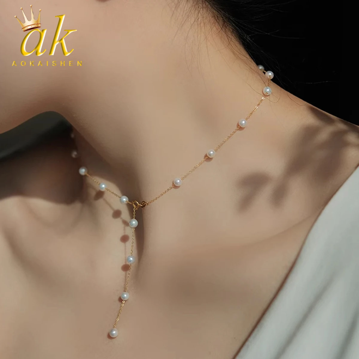 Aokaishen Full Sky Star Pearl Necklace Strong Light Female Clavicle Chain New Chinese Style Necklace Minor Accessories Neckchain