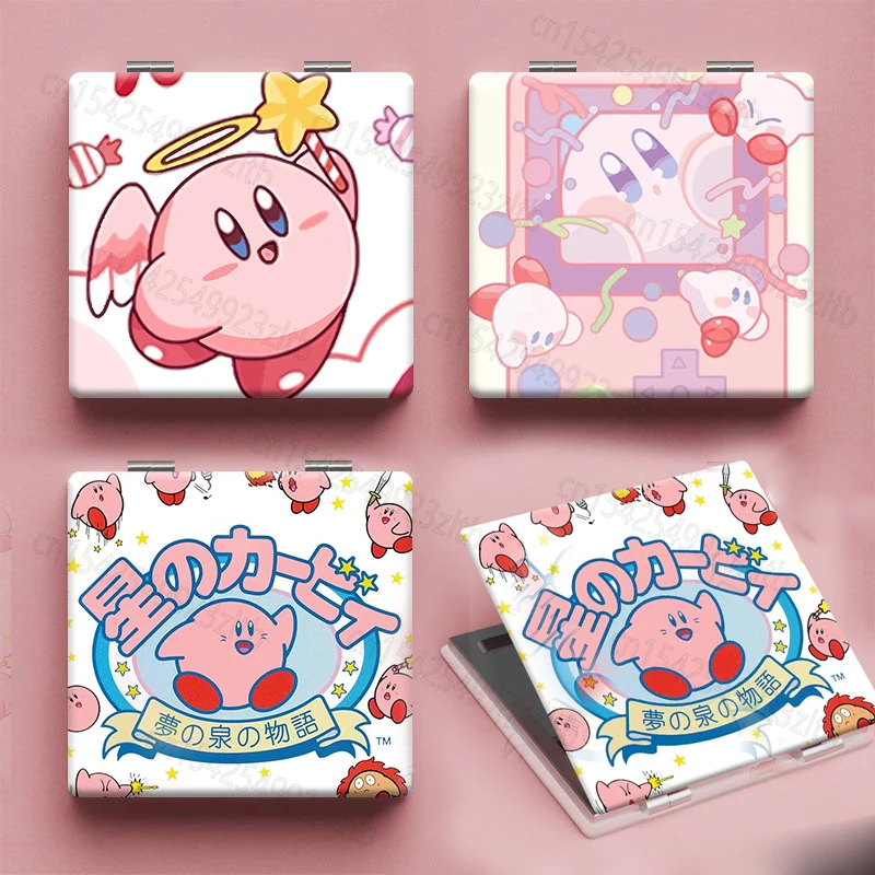 

Kawaii Anime Kirby Makeups Mirror Y2K Star-Kirby Figures Kirby Cartoon Girls Portable Double Fold Makeup Mirrors Girls Gift