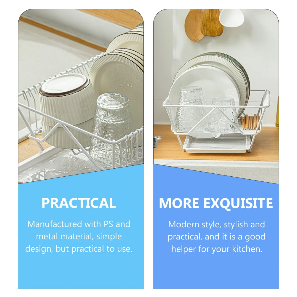 

Kitchen Metal Dish Drying Basket Utensils Holder Removable Tray Draining Rack Storage Organizer Tabletop Bowl Drainer Basket