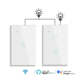 Wifi Smart Stair Switch US Touch Glass Panel Stair Cross Multi Light Switches 1 Gang 2 Way APP Control Alexa Google Smart Life