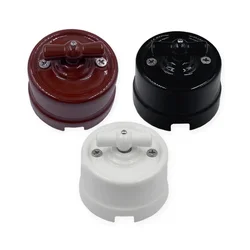 Ceramic Switch Wall Lamp Electrical EU Socket Ceramic Knob Switch 110-250V