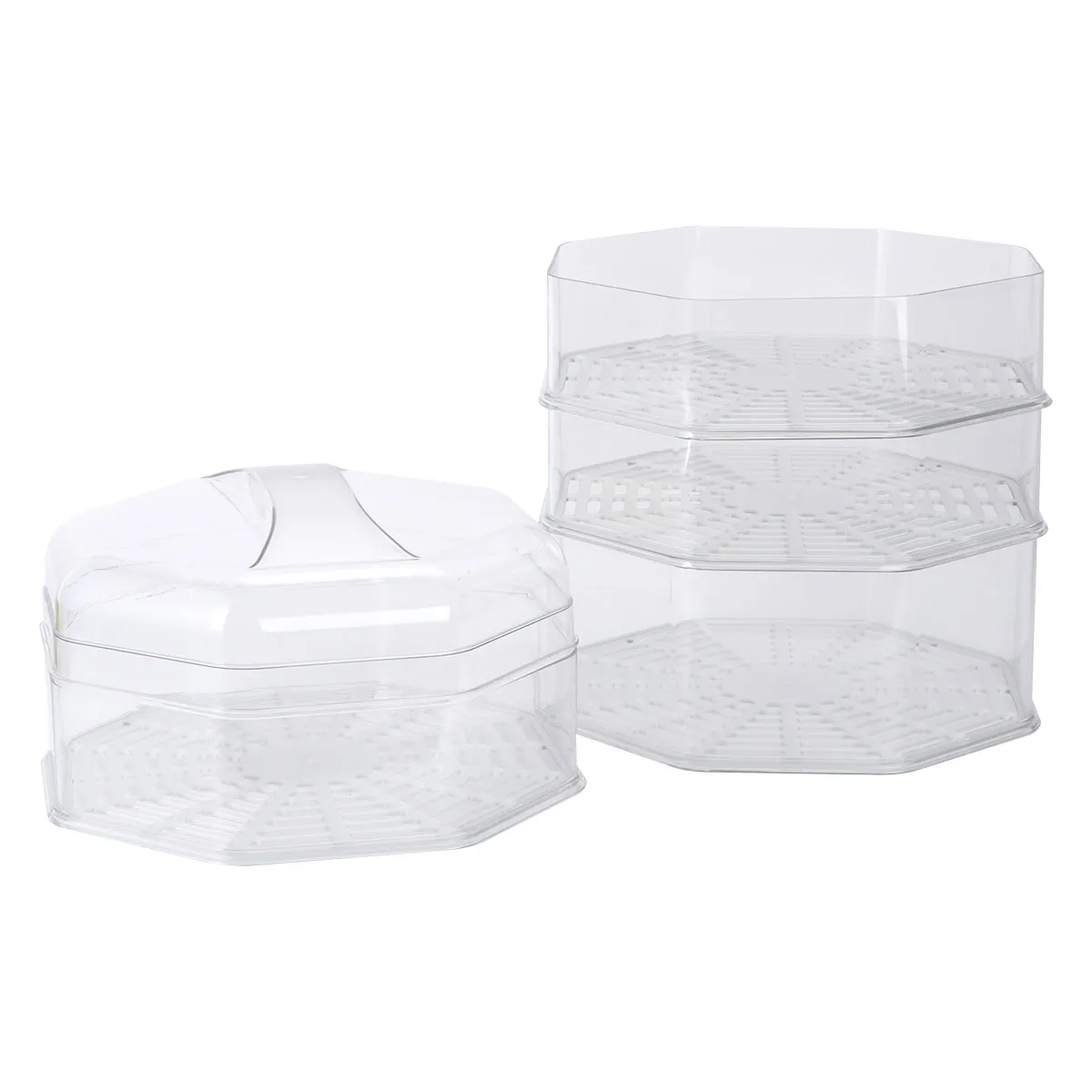 

5Pcs Thick Clear Food Cover Multi-Layer Anti-Mosquito Dish Lid Easy Clean Reusable Food Storage Cover for Home Kitchen Picnic