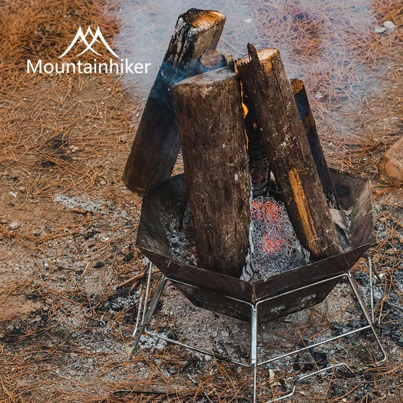

MOUNDAINHIKER дровяная печь, уличный кемпинг, барбекю, портативный гриль из нержавеющей стали, шестиугольная складная горелка для пешего туризма, пикника